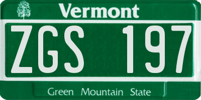 VT license plate ZGS197