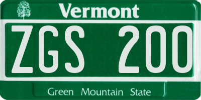 VT license plate ZGS200