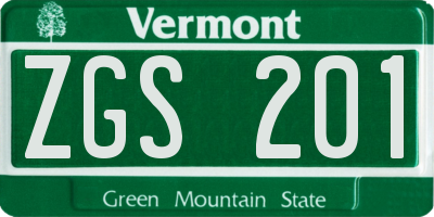 VT license plate ZGS201