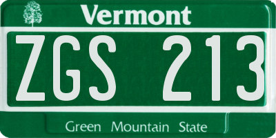 VT license plate ZGS213