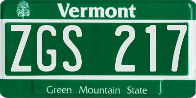 VT license plate ZGS217