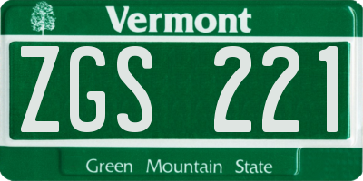 VT license plate ZGS221