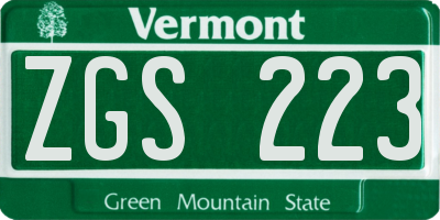 VT license plate ZGS223