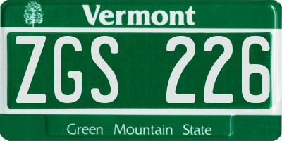 VT license plate ZGS226
