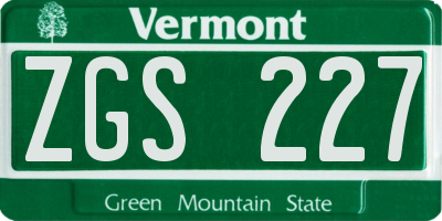 VT license plate ZGS227