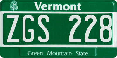 VT license plate ZGS228