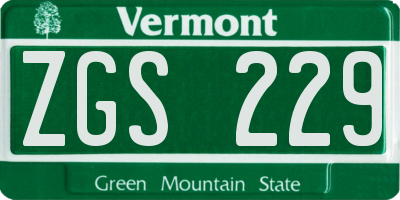 VT license plate ZGS229