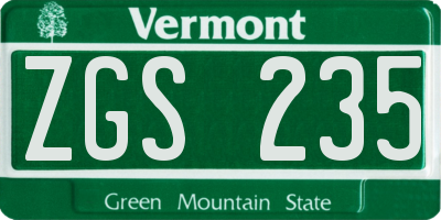 VT license plate ZGS235