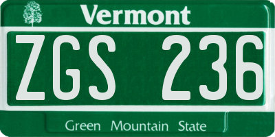 VT license plate ZGS236