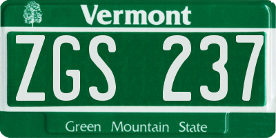 VT license plate ZGS237