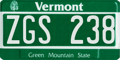 VT license plate ZGS238