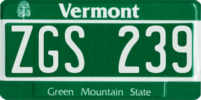 VT license plate ZGS239