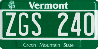 VT license plate ZGS240