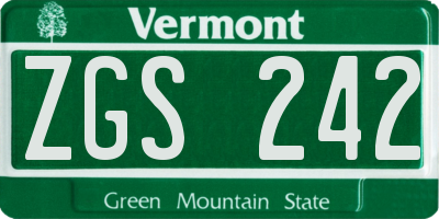 VT license plate ZGS242