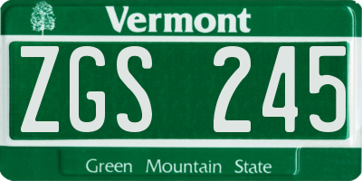 VT license plate ZGS245