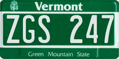 VT license plate ZGS247