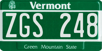 VT license plate ZGS248