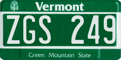 VT license plate ZGS249