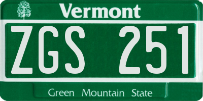 VT license plate ZGS251
