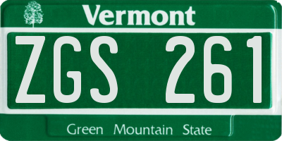 VT license plate ZGS261