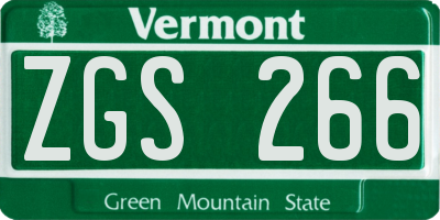 VT license plate ZGS266
