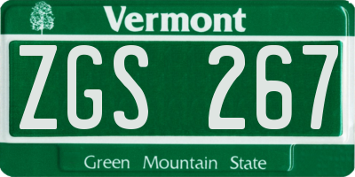 VT license plate ZGS267