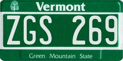 VT license plate ZGS269