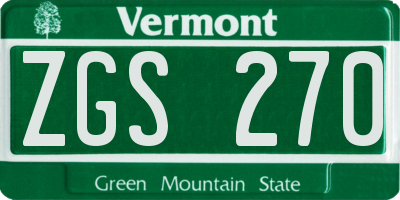 VT license plate ZGS270