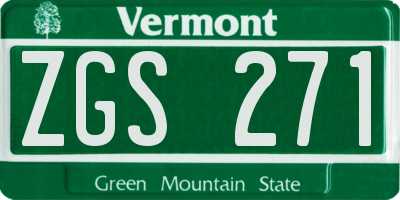 VT license plate ZGS271