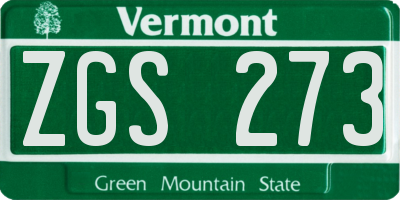 VT license plate ZGS273