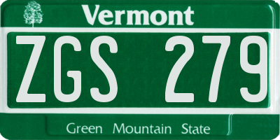 VT license plate ZGS279