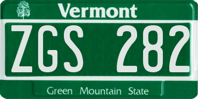 VT license plate ZGS282