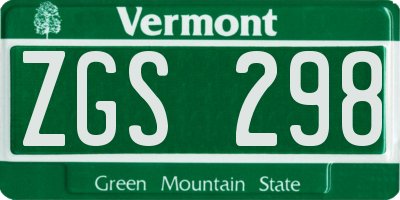 VT license plate ZGS298