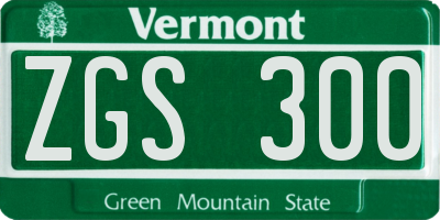 VT license plate ZGS300