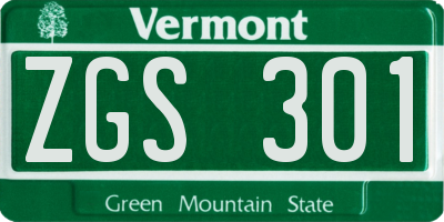VT license plate ZGS301