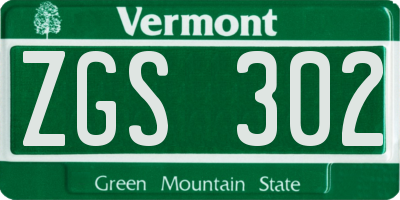 VT license plate ZGS302