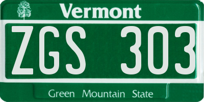 VT license plate ZGS303