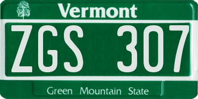VT license plate ZGS307