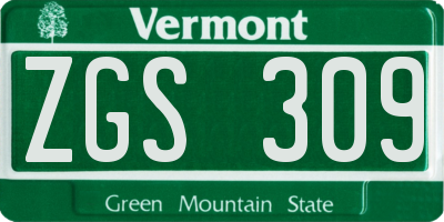 VT license plate ZGS309