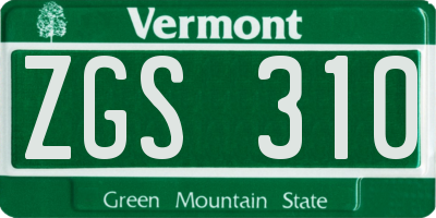 VT license plate ZGS310