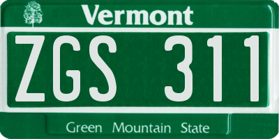 VT license plate ZGS311