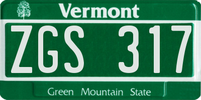 VT license plate ZGS317