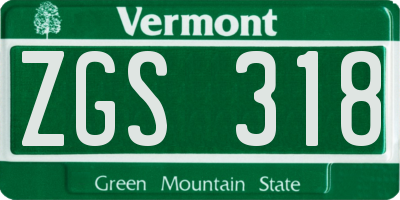 VT license plate ZGS318