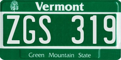 VT license plate ZGS319