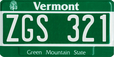 VT license plate ZGS321