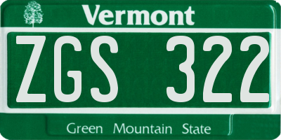 VT license plate ZGS322