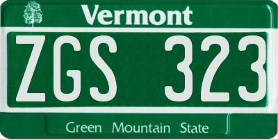 VT license plate ZGS323
