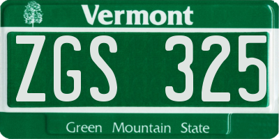 VT license plate ZGS325