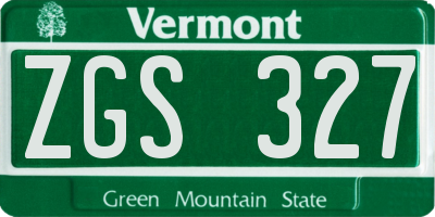 VT license plate ZGS327