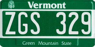 VT license plate ZGS329